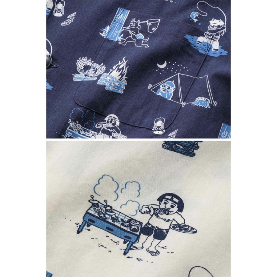 オリジナルキャンプ柄半袖アロハシャツ 桃太郎ジーンズ 06-100  