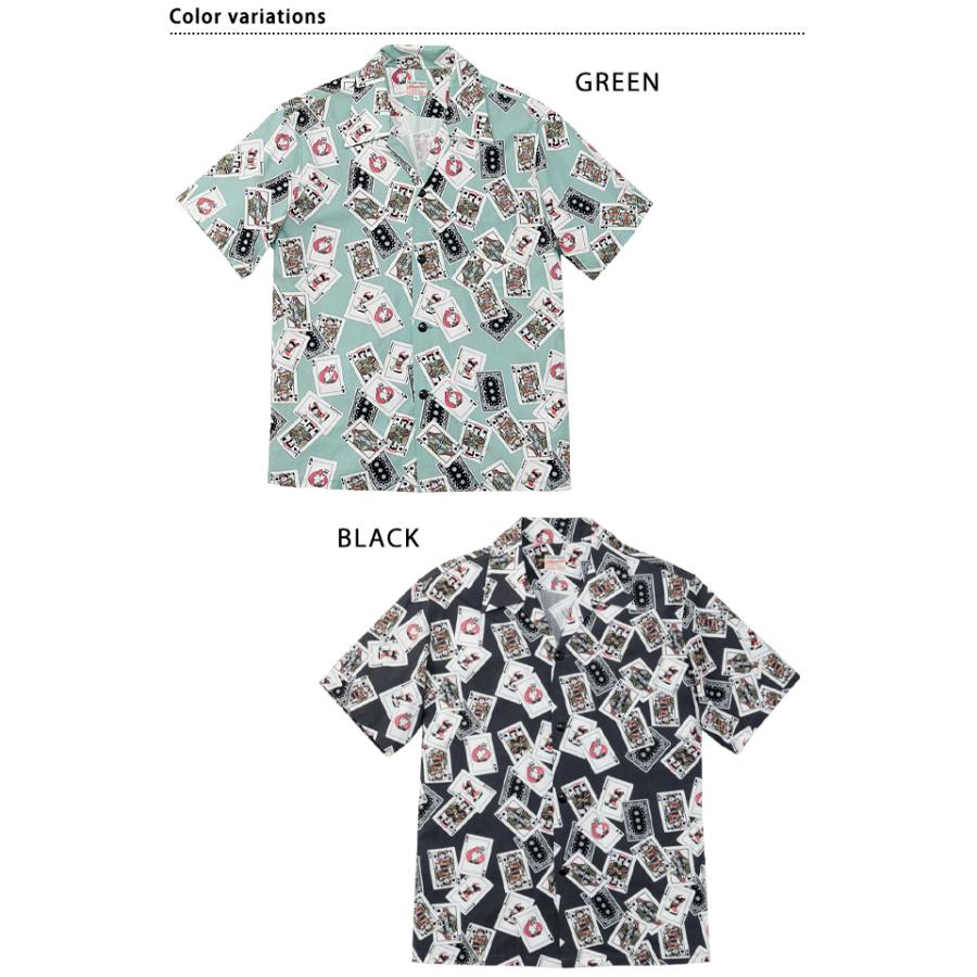 桃太郎ジーンズ トランプデザイン ハワイアンシャツ MSS1010M31