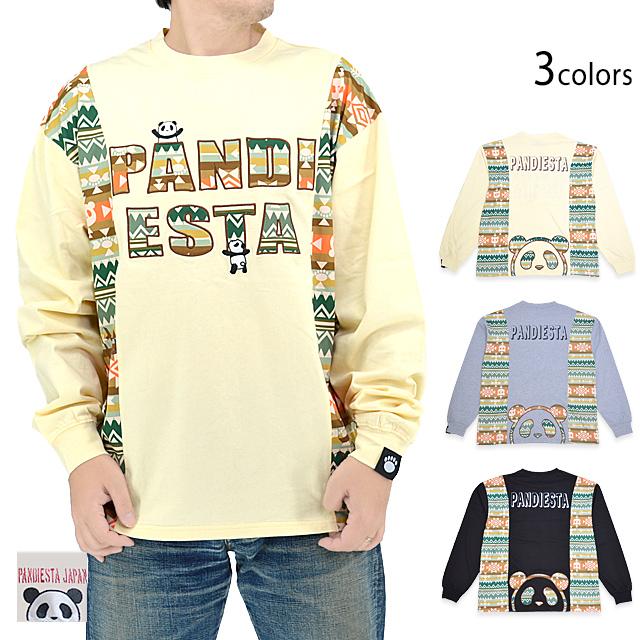 ネイティブパンダ切替BIGロングTシャツ PANDIESTA JAPAN 533953 パンディエスタジャパン ゆったりめ ネイティブパンダ切替BIGロングTシャツ PANDIESTA JAPAN 533953