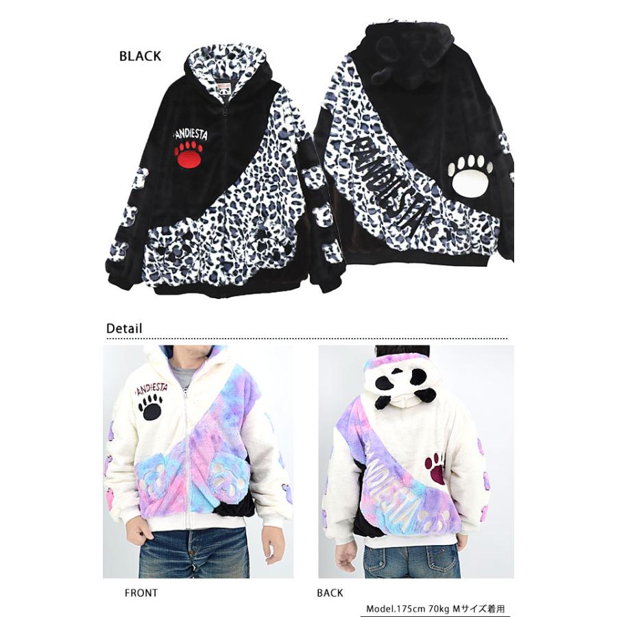 ✨美品✨ パンディエスタ 湾曲 ストライプ 切替　フェイクファー　パーカー M PANDIESTA（パンディエスタ）の「湾曲ストライプ切替 フェイク