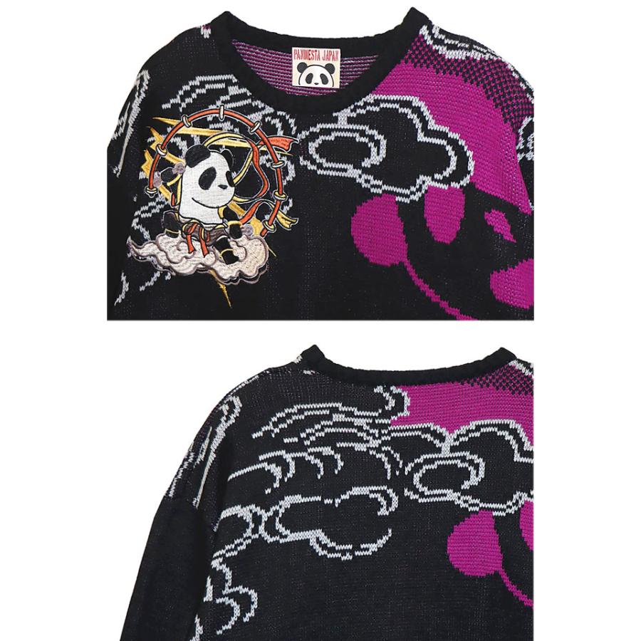 風神雷神パンダジャガードクルーニット PANDIESTA JAPAN 533200