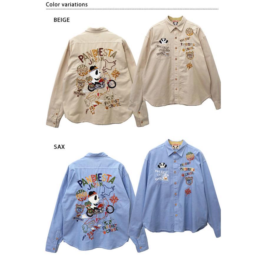 日本縦断トリップパンダシャンブレー長袖シャツ PANDIESTA JAPAN