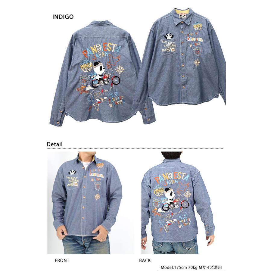 日本縦断トリップパンダシャンブレー長袖シャツ PANDIESTA JAPAN