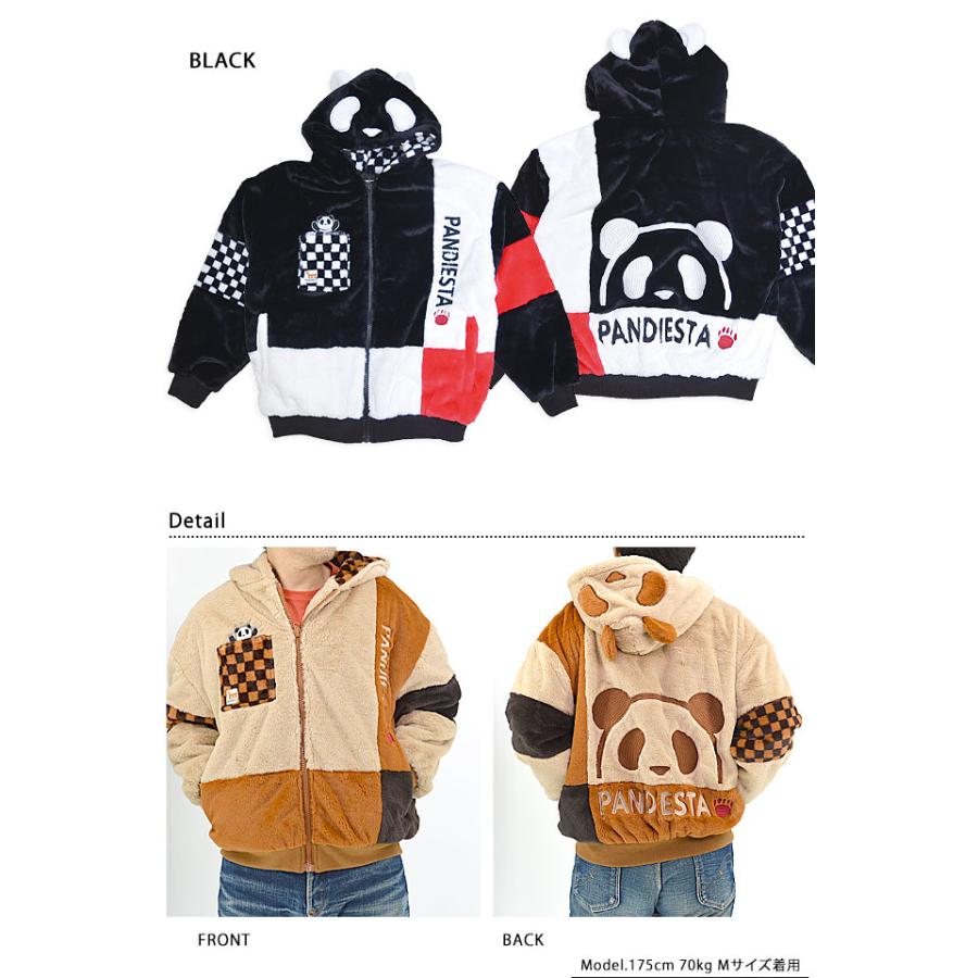 チェッカーパンダフェイクファーパーカー PANDIESTA JAPAN 564204
