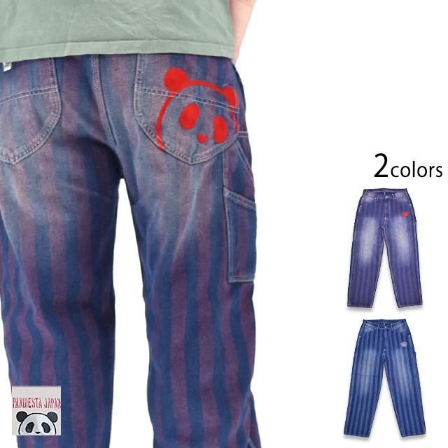 熊猫謹製ストライプジャガードワイドペインターパンツ PANDIESTA JAPAN