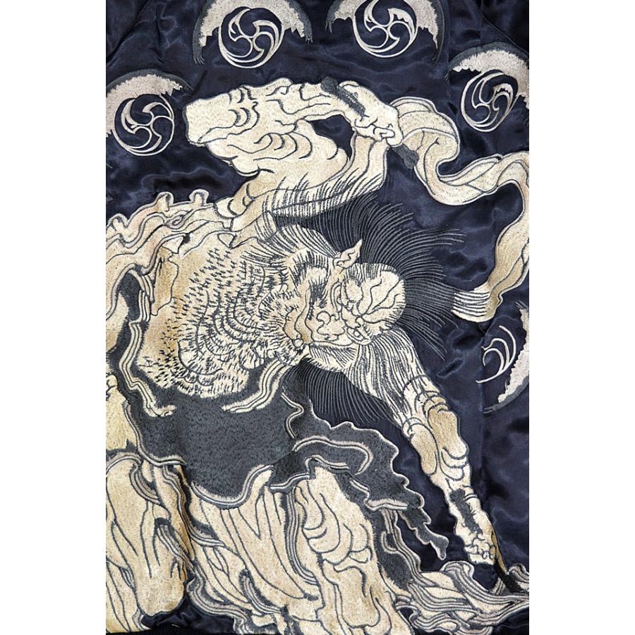 雷神柄刺繍和柄スカジャン(RKJ-903)◇龍桜 : サクラスタイル - 通販