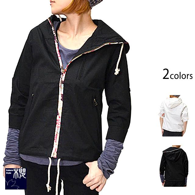 和柄七分袖シャツパーカー サクラスタイル レディース 和風 羽織 女性 シンプル 半端袖 Skr F サクラスタイル 通販 Yahoo ショッピング