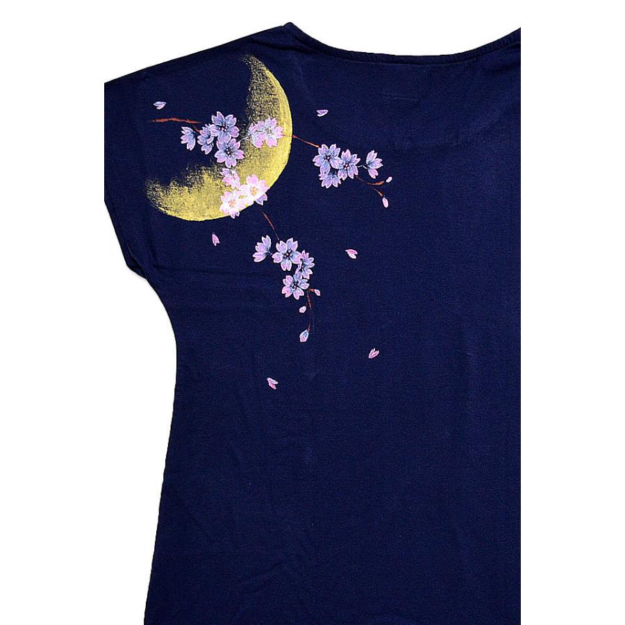手描き夜桜柄チュニックワンピース サクラスタイル レディース 和柄 和風 さくら サクラ 三日月 風景 Skr F サクラスタイル 通販 Yahoo ショッピング