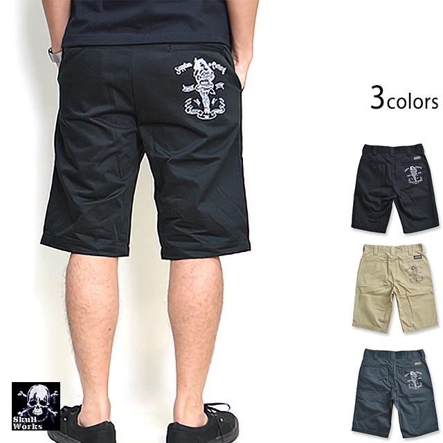 スカルワークス) Skull Works 総柄ショーツ/141513アメカジバイカー