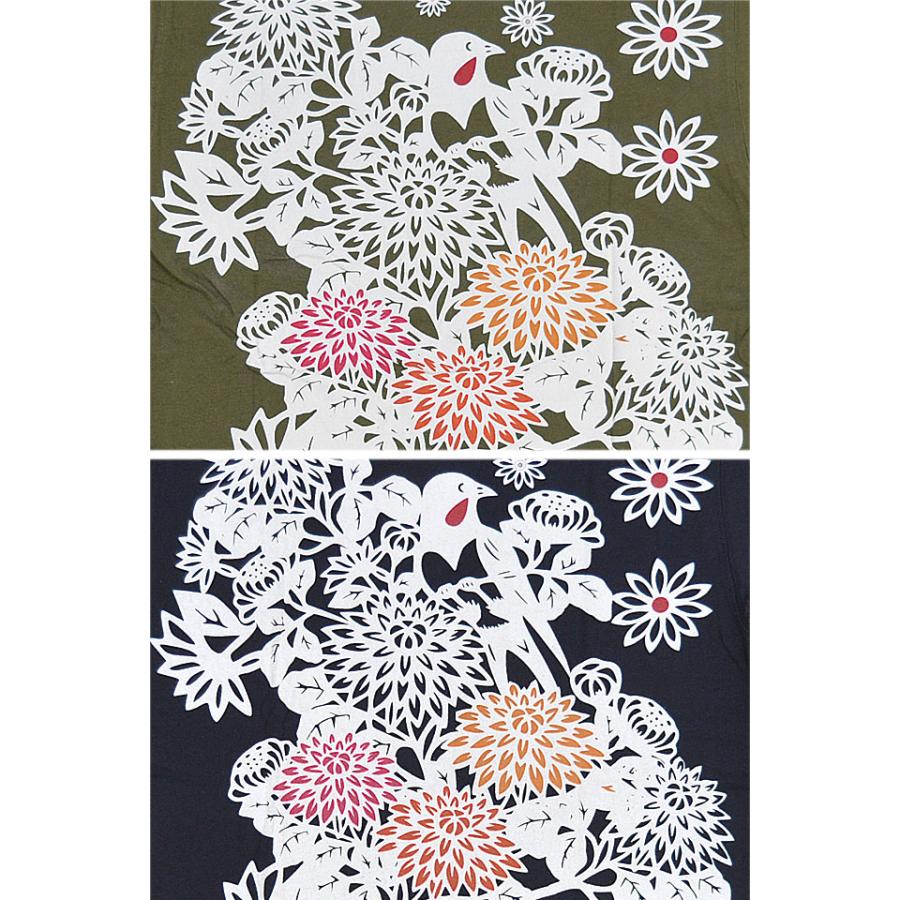 切り絵花 花鳥風月半袖Tシャツ 参丸一 ST-80011 和柄 和風 蛙 カエル