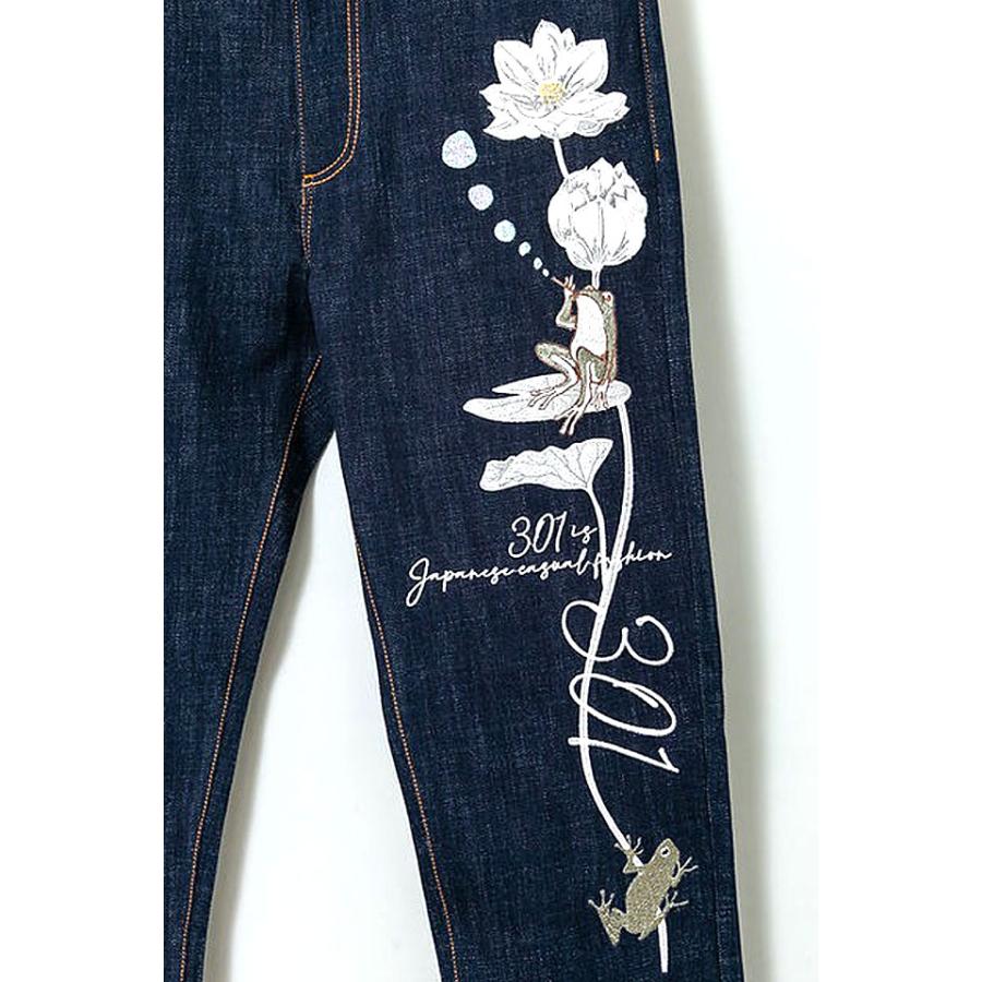 SHIPSデニム、刺繍デニム等、ちあちゃんです。 参丸一 [ 菊と蝶 ] 刺繍 デニムパンツ SM-30816 インディゴブルー