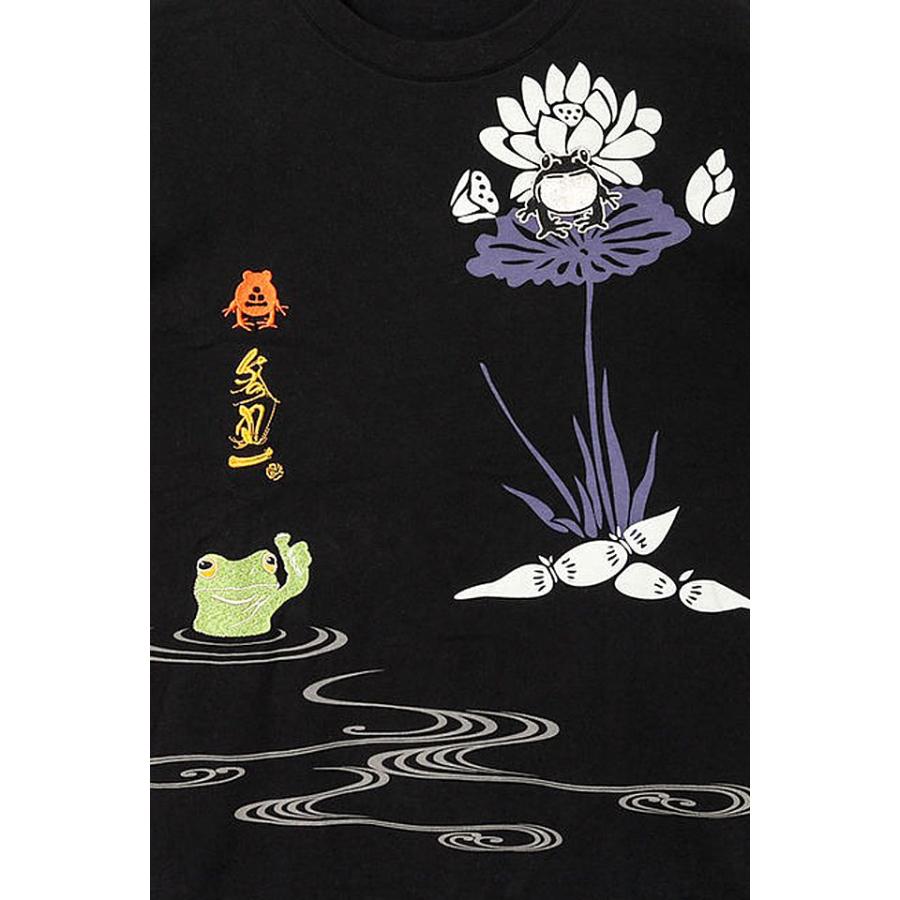 蓮の池ロングTシャツ 参丸一 SM-30822 和柄 和風 蛙 カエル