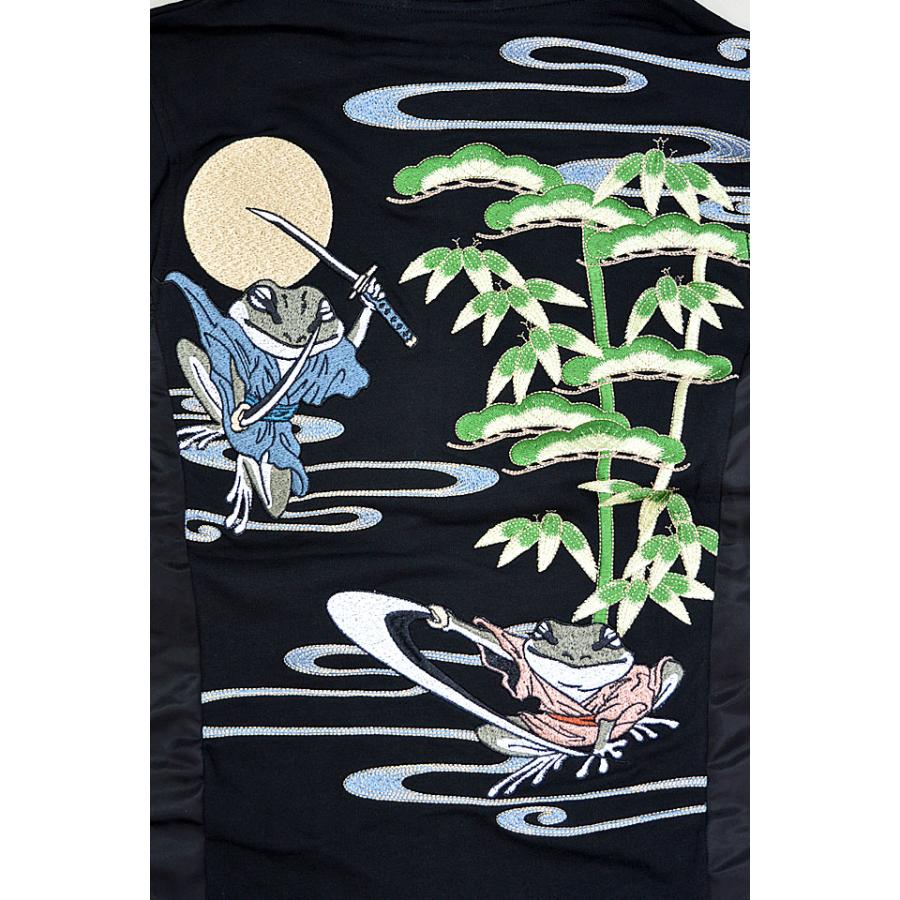 巌流島の戦いジップパーカー 参丸一 30616 和柄 和風 刺繍 蛙 カエル かえる さんまるいち 巌流島の戦いジップパーカー 参丸一 30616 和柄 和風 刺繍 蛙 カエル