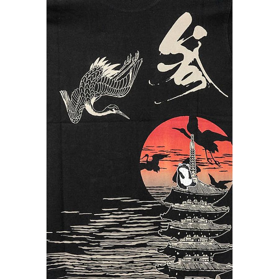 夕鶴の塔」半袖Tシャツ 参丸一 SM-30828 和柄 和風 蛙 かえる カエル