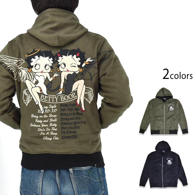 BETTY×ネバーマインド スムース×ファーボンディングジップパーカー NEVER MIND BBN-2524 ベティーちゃん 刺繍 BETTY×ネバーマインド スムース×ファーボンディングジップパーカー
