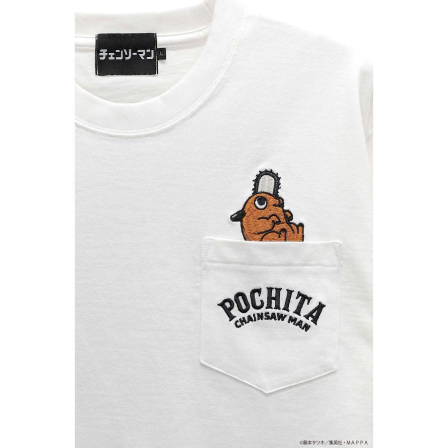 チェンソーマン チェンソーの悪魔ポチタ柄刺繍天竺半袖Tシャツ◇サクラ