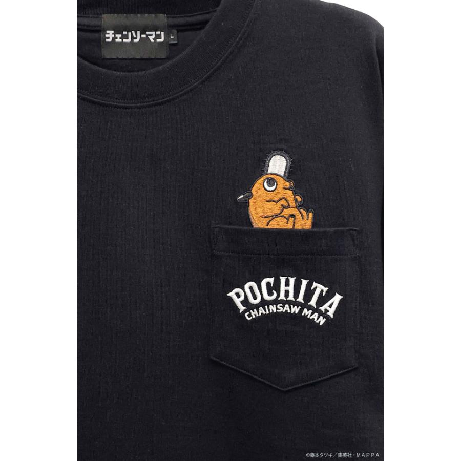 チェンソーマン チェンソーの悪魔ポチタ柄刺繍天竺半袖Tシャツ◇サクラ