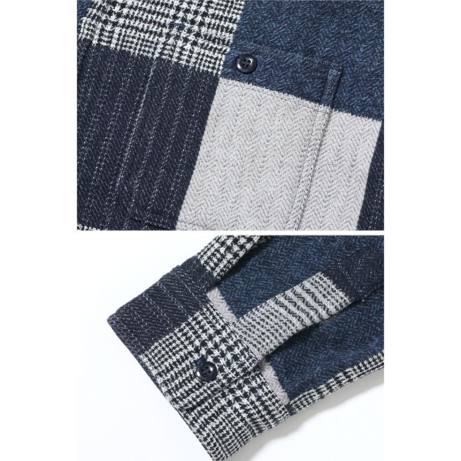 パッチワークチェック長袖ワークシャツ/PATCHWORK CHECK WORK SHIRT