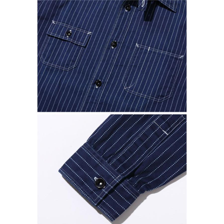 8.5ozウォバッシュストライプ長袖ワークシャツ◇SUGER CANE : サクラ