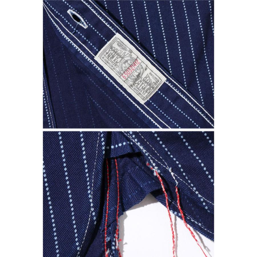 8.5ozウォバッシュストライプ長袖ワークシャツ◇SUGER CANE : サクラ