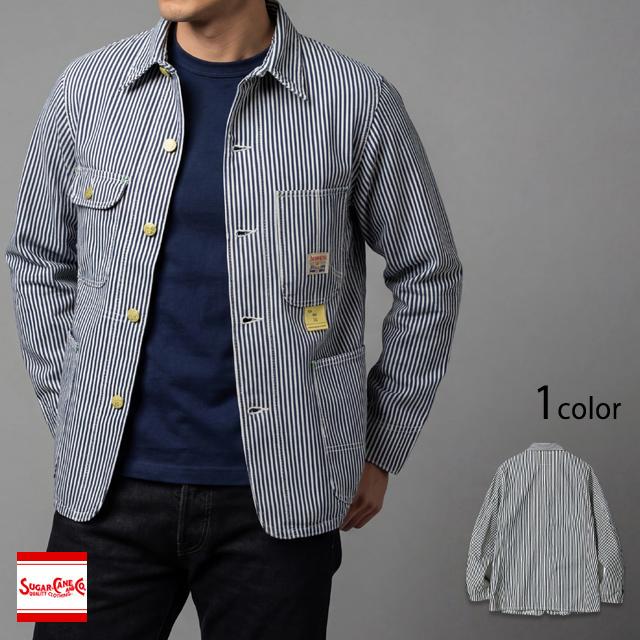 11oz.ヒッコリーストライプワークコート SUGER CANE SC15656 シュガー
