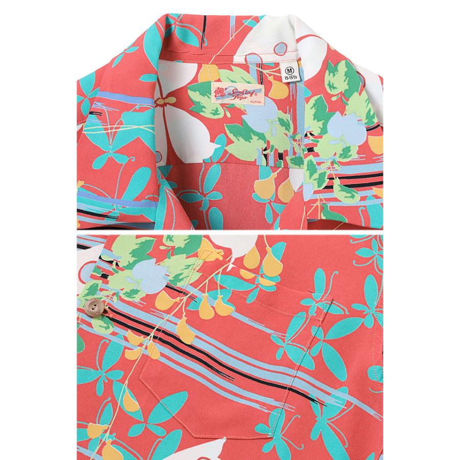 美品✨SUN SURF サンサーフ　アロハシャツ　和柄　花火　レーヨン　東洋 レーヨンアロハシャツ「FLUTTERING BEAUTY」 SUN SURF SS39027