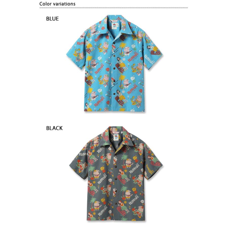 コットンシアサッカーアロハシャツ「TRIP TO HAWAII」by 柳原良平 with
