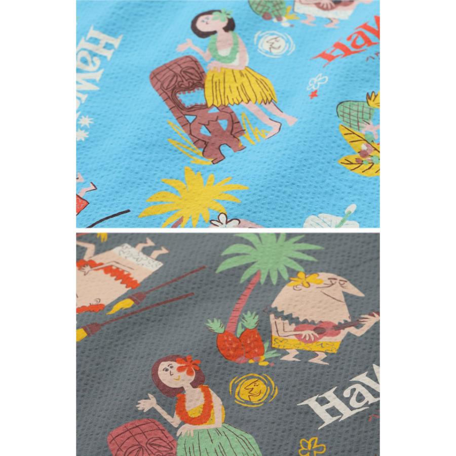 コットンシアサッカーアロハシャツ「TRIP TO HAWAII」by 柳原良平 with