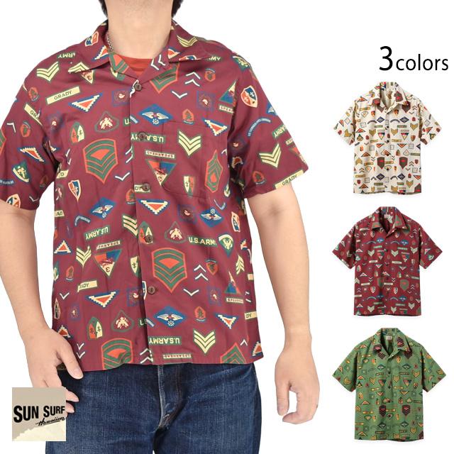 サンサーフ　アロハシャツ ミリタリー柄 M 値下げ コットンヘリンボンアロハシャツ「INSIGNIA OF ARMY」 SUN SURF