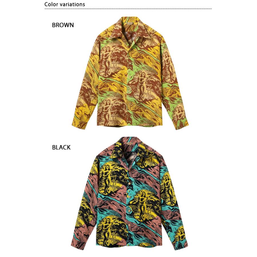 長袖レーヨンアロハシャツ SPECIAL EDITION「GAUGUIN WOODCUT MYSTIC