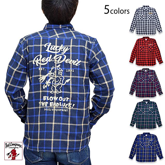 長袖チェックネルシャツ TEDMAN テッドマン TNS-700 エフ商会 efu アメカジ チェーン刺繍 長袖チェックネルシャツ TEDMAN テッドマン TNS-700 エフ商会 efu