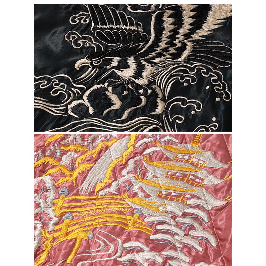 アセテートキルトリバーシブルスカジャン「BLACK EAGLE×LANDSCAPE