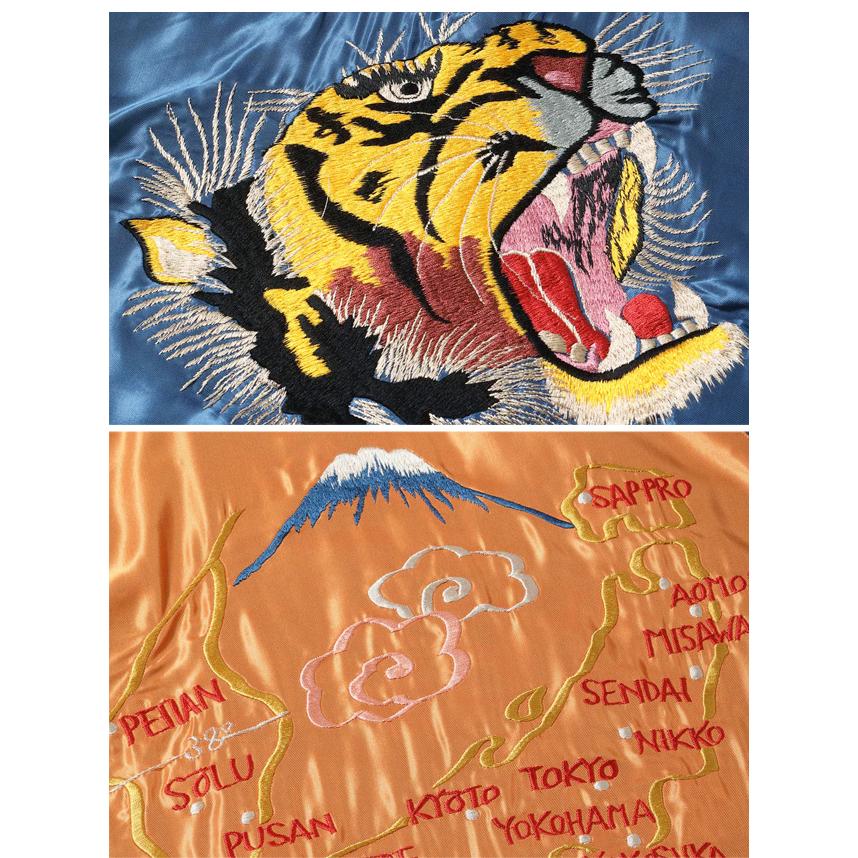 Mid 1950s Style アセテートリバーシブルスカジャン「TIGER HEAD× JAPAN MAP」 テーラー東洋 TT15877-125 虎 地図 和柄爆買の画像
