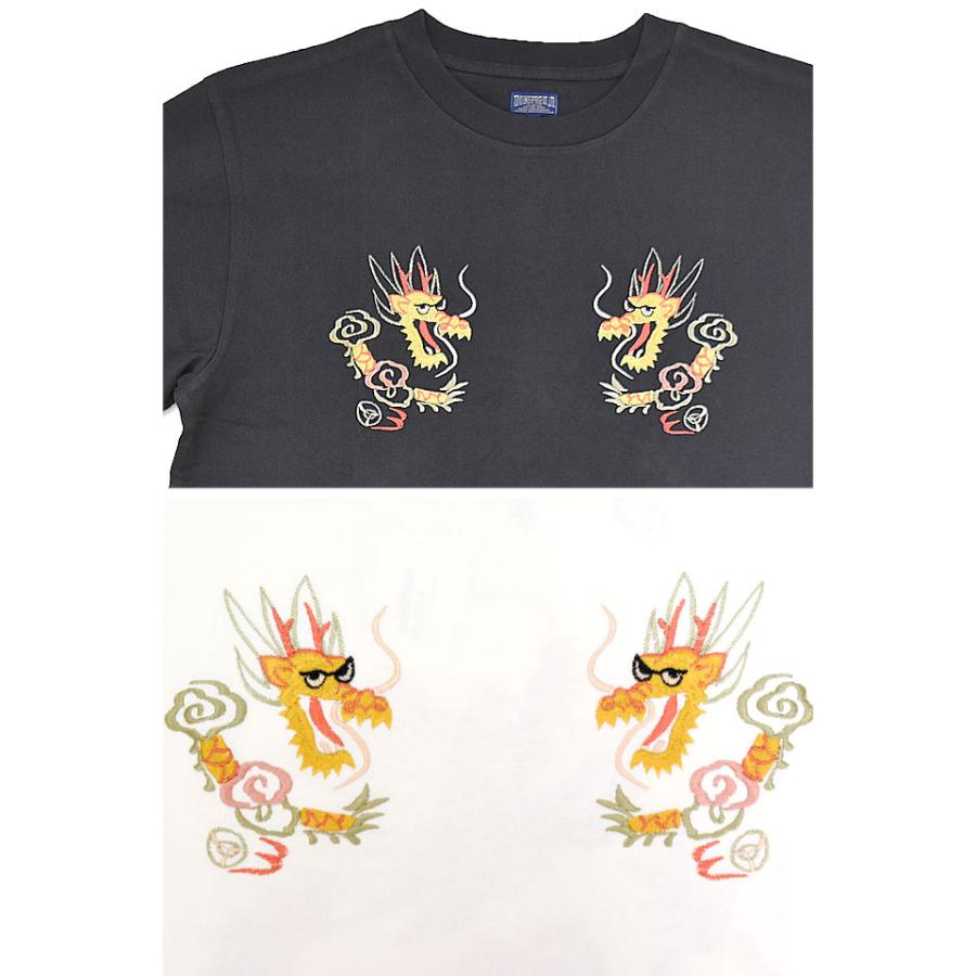 半袖スカ刺繍Tシャツ「DRAGON」テーラー東洋 TT79744 和柄 龍 竜
