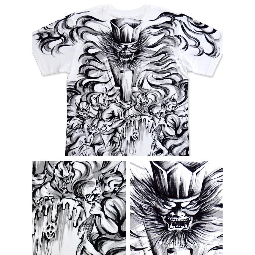 手描き半袖Tシャツ「閻魔大王」◇手描きの羽水爆買 : サクラスタイル
