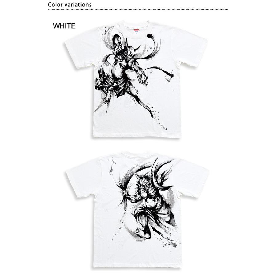 手描き半袖Tシャツ「風神雷神」(3)◇手描きの羽水 : サクラスタイル