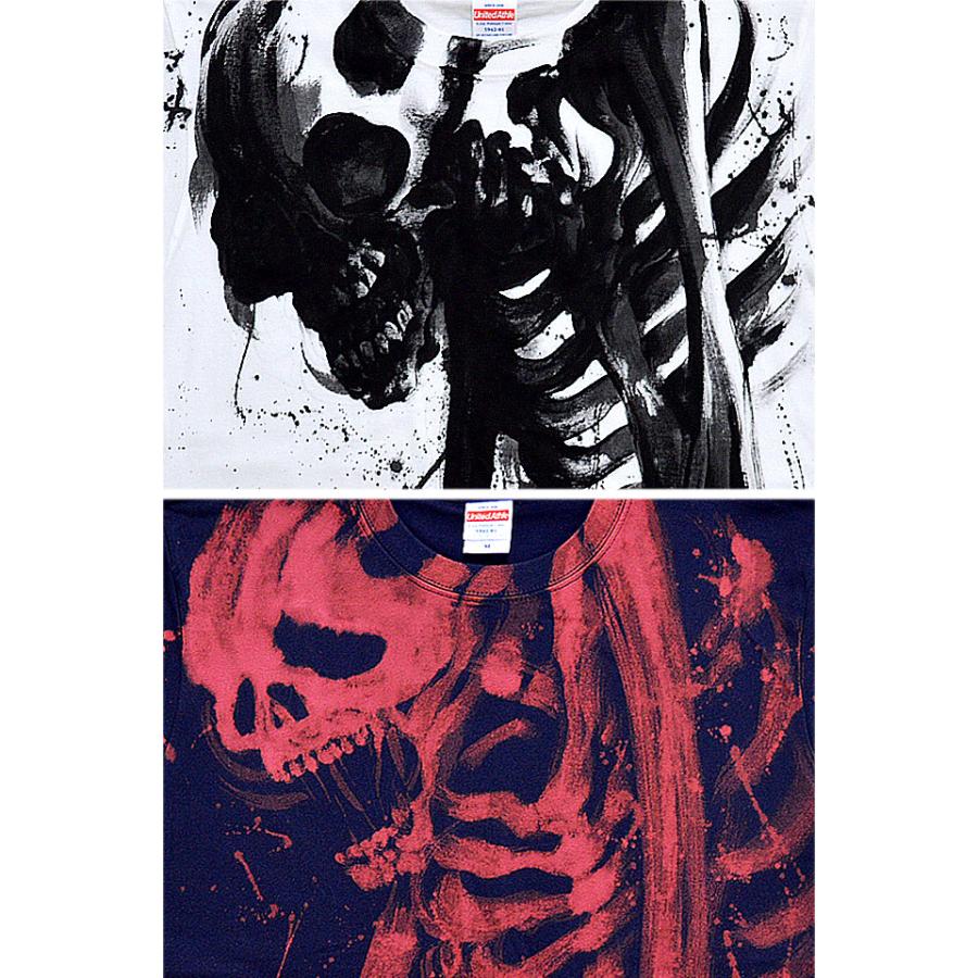 手描き半袖Tシャツ「がしゃどくろ」 手描きの羽水 和柄 和風