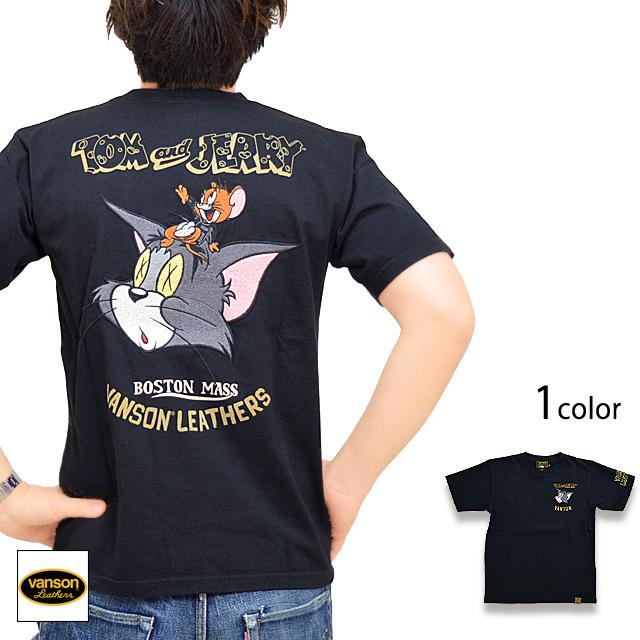 超歓迎 Vanson Tom Jerryコラボ 天竺半袖tシャツ 刺繍 トムとジェリー ヴァンソン バンソン Vansontjv 22 半袖 カラー ブラック