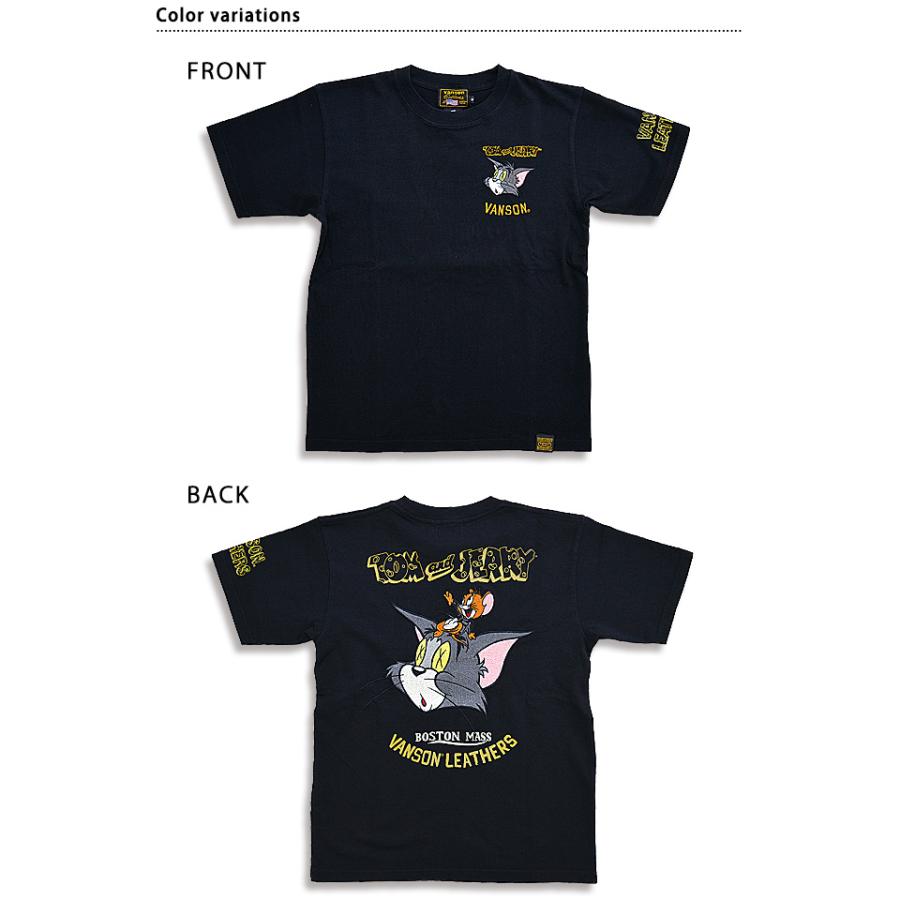 超歓迎 Vanson Tom Jerryコラボ 天竺半袖tシャツ 刺繍 トムとジェリー ヴァンソン バンソン Vansontjv 22 半袖 カラー ブラック