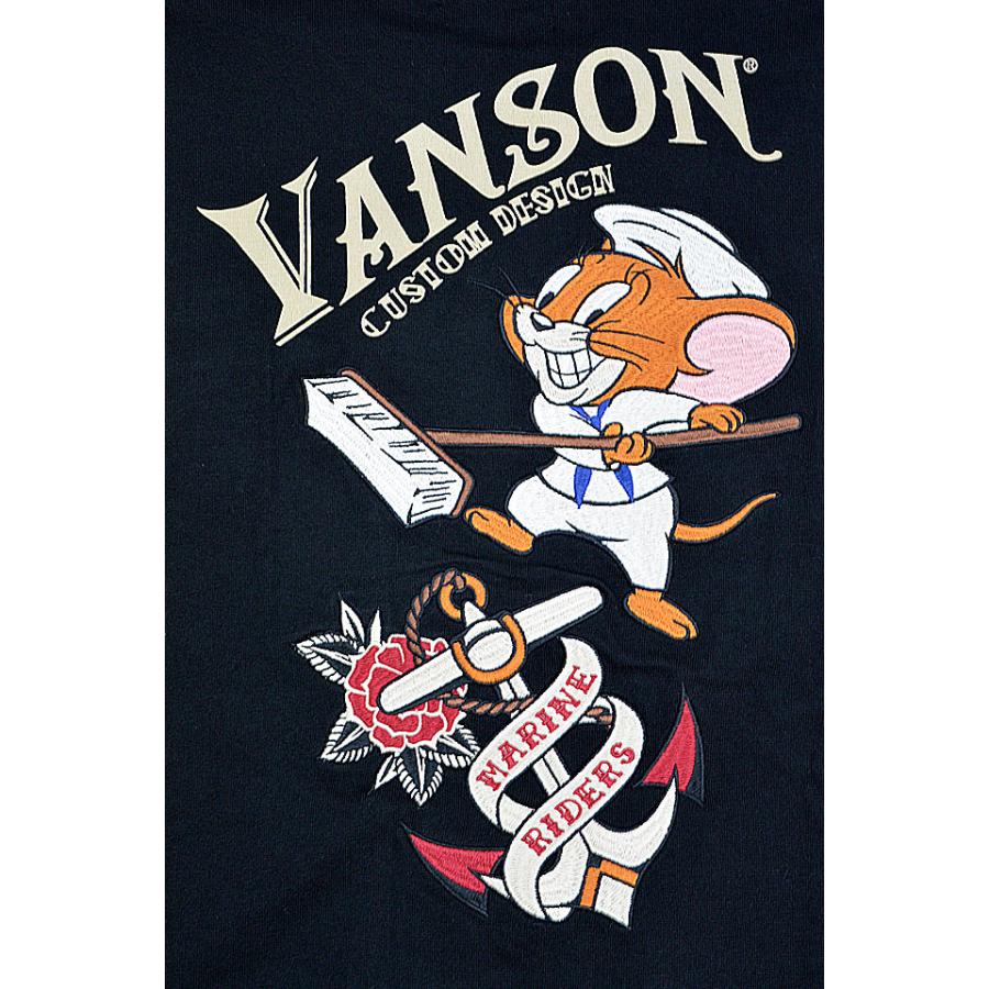 vanson×TOM＆JERRYコラボ ベア天竺ロングTシャツ vanson TJV-2332 バンソン ヴァンソン トムとジェリー 刺繍 vanson×TOM＆JERRYコラボ ベア天竺ロングTシャツ vanson TJV-2332