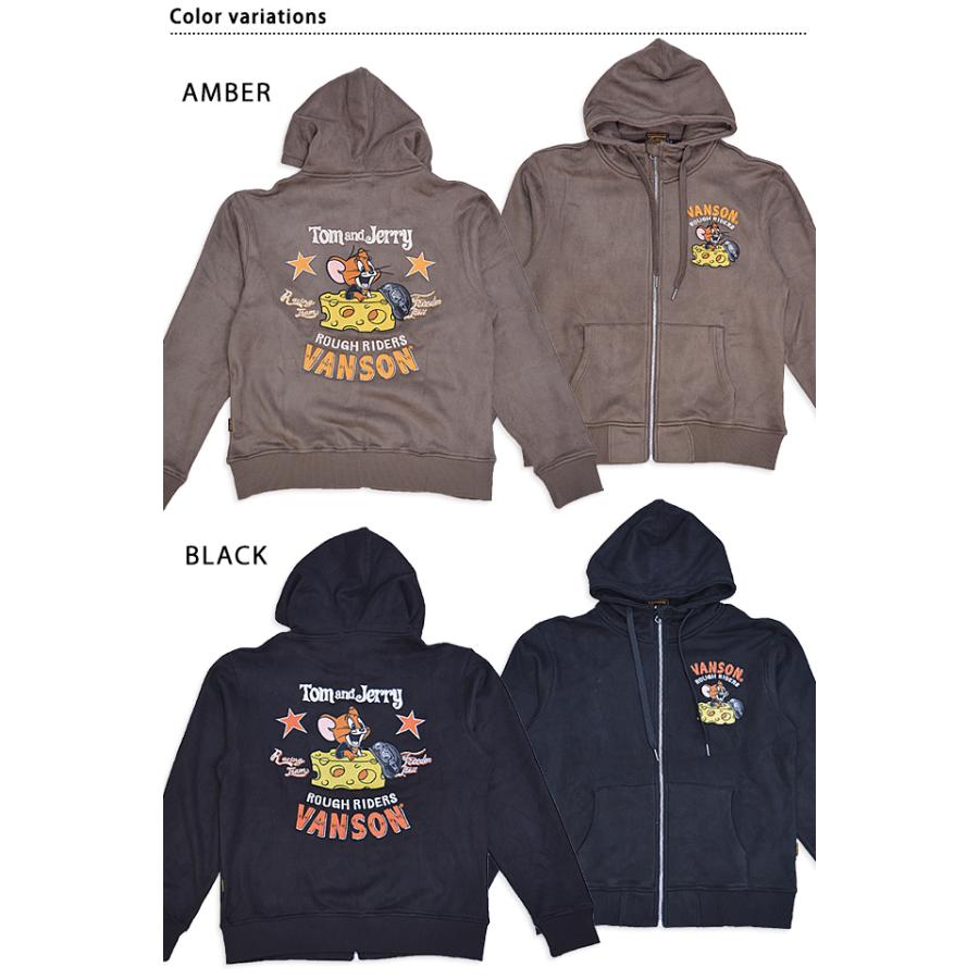 vanson×TOM＆JERRYコラボ ボンディングフルジップアップパーカー