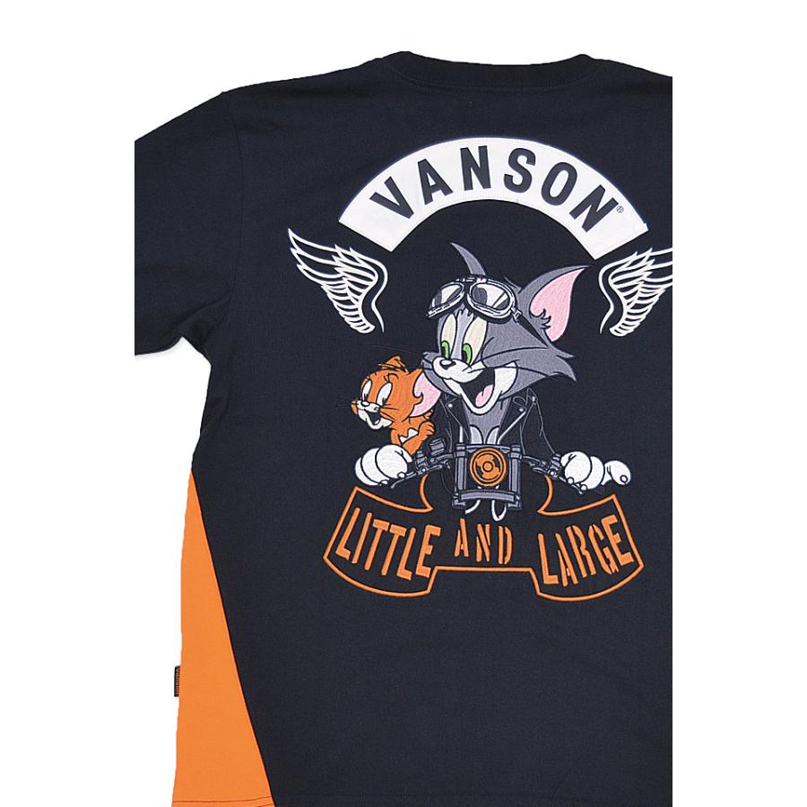 vanson×TOM＆JERRY 天竺半袖Tシャツ vanson TJV-2418 バンソン ヴァンソン トムとジェリー 刺繍 バイカー vanson×TOM＆JERRY 天竺半袖Tシャツ vanson TJV-2418 バンソン