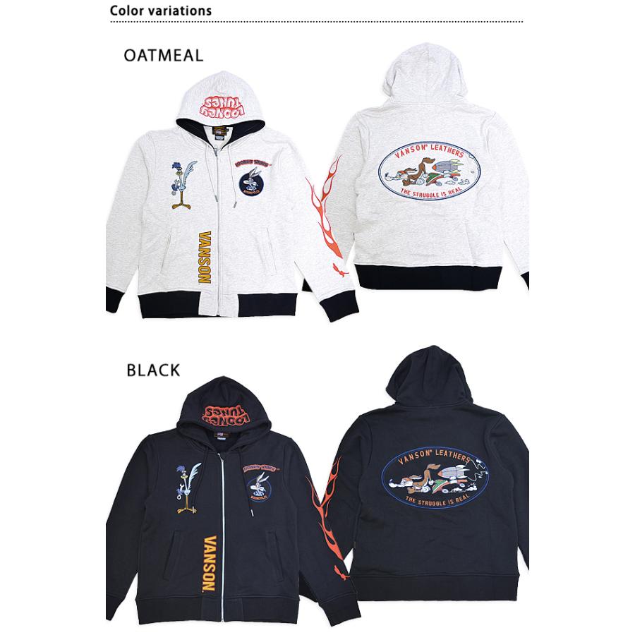 vanson×LOONEY 裏毛フルジップスウェットパーカー vanson LTV-2403
