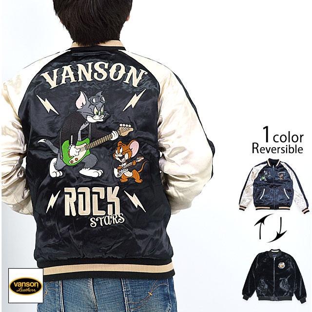 vanson×TOM＆JERRY サテン×ファー リバーシブルスカジャン