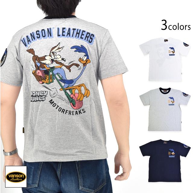 vanson×LOONEY 天竺半袖Tシャツ vanson LTV-2506 バンソン ヴァンソン 刺繍 コヨーテ ロードランナー vanson×LOONEY 天竺半袖Tシャツ vanson LTV-2506 バンソン ヴァンソン