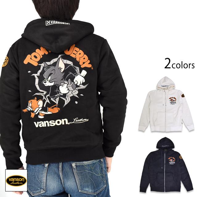 TOM＆JERRYコラボ 裏ファー起毛ボンディングジップパーカー vanson TJV 