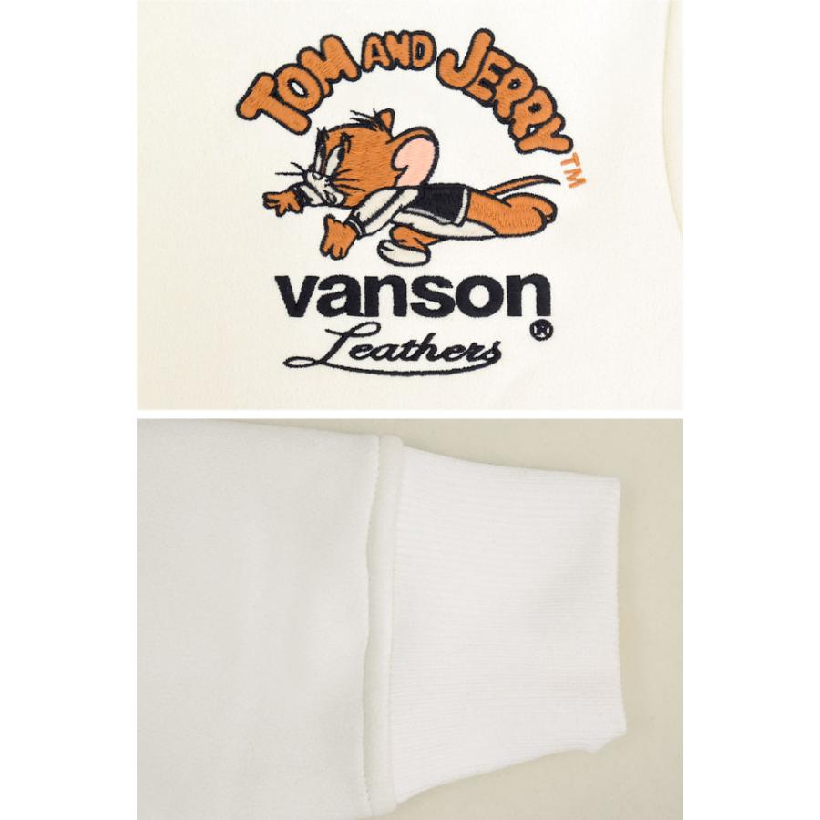 TOM＆JERRYコラボ 裏ファー起毛ボンディングジップパーカー vanson TJV-2535 バンソン ヴァンソン トムとジェリー 刺繍 TOM＆JERRYコラボ 裏ファー起毛ボンディングジップパーカー vanson TJV