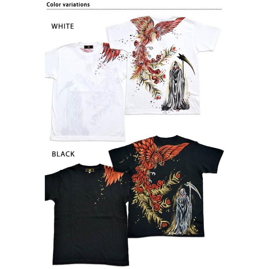 手描き半袖tシャツ 朱雀と死神 禅 Kth0072 和柄 和風 手書き 鳳凰 髑髏 ドクロ Zen M サクラスタイル 通販 Yahoo ショッピング