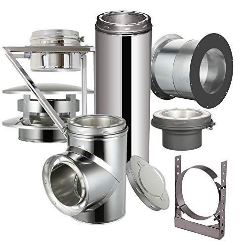 AllFuel HST Through The Wall Kit with Flat Top Chimney Cap for 6" Diameter 304 Stainless Steel Class-A Double Wall All Fuel Insulated Chimne