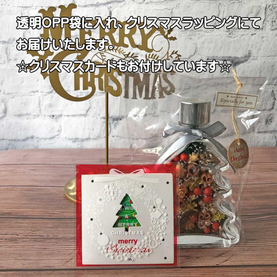 クリスマスカード付きクリスマスボトル　ハーバリウム（オイルなし）クリスマスツリーボトル　ツリー型ボトル　ギフト　プレゼント　女性　インテリア